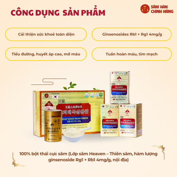 Bột Thái Cực Sâm Daedong Korean Taekuk Insam Powder 100g x 3 Lọ