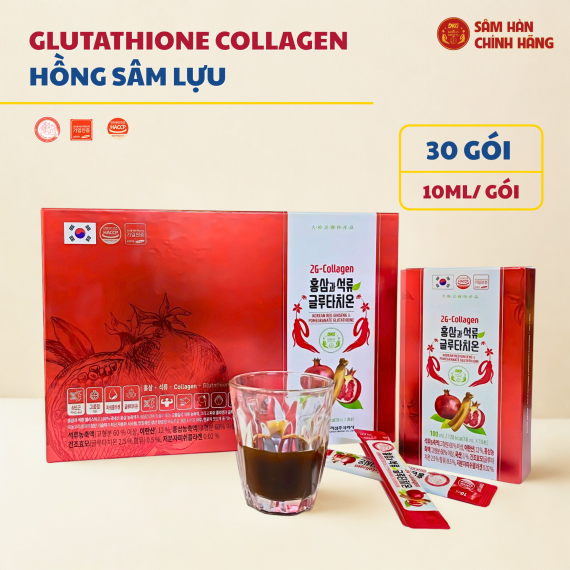 Nước hồng sâm Collagen Lựu Glutathione Daedong 10ml x 30 gói