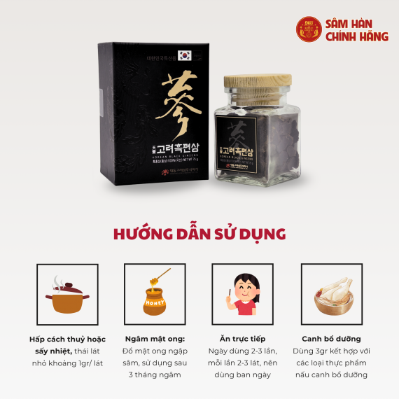 Hắc Sâm Khô Cắt Lát Daedong Korean Black Ginseng 75g