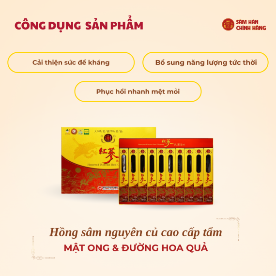 Hồng sâm củ tẩm mật ong Daedong Honeyed Korean Red Ginseng 30g x 10 củ