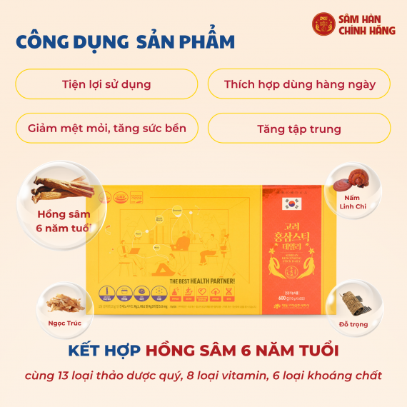 Nước hồng sâm Daedong Stick Daily 10g x 60 gói
