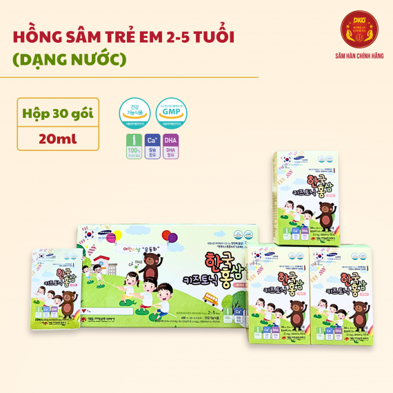 Nước hồng sâm trẻ em Daedong từ 6 - 13 tuổi Korean Red Ginseng Junior 20ml x 30 gói