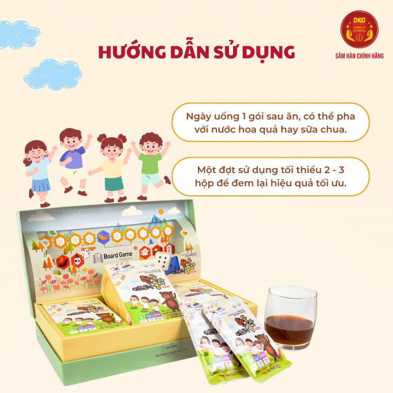 Nước hồng sâm trẻ em Daedong từ 6 - 13 tuổi Korean Red Ginseng Junior 20ml x 30 gói