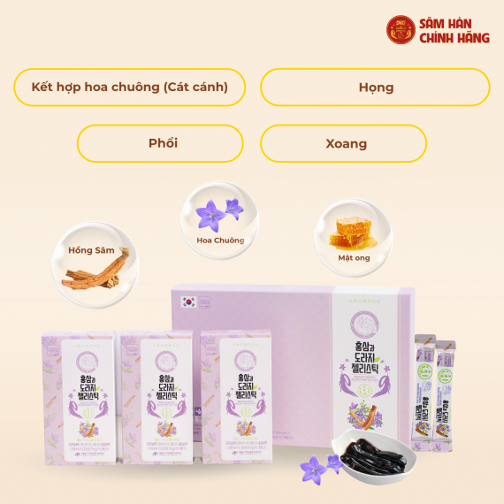 Thạch hồng sâm hoa chuông Daedong Balloon Flower Jelly Stick 20g x 30 gói