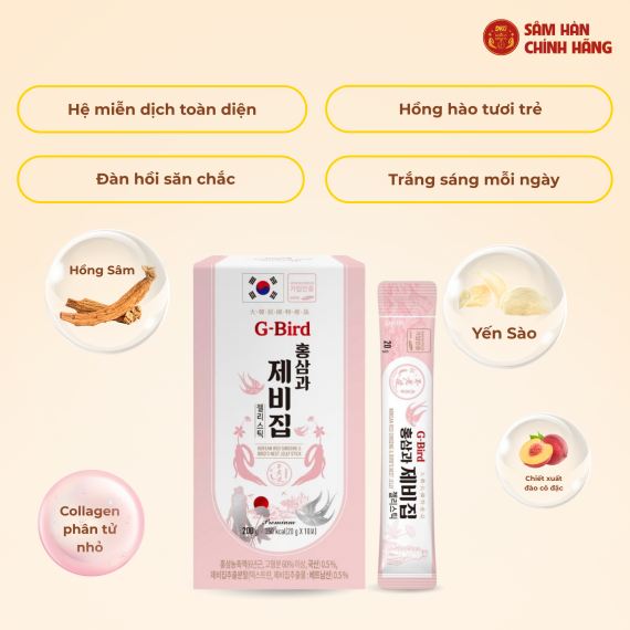 Thạch hồng sâm yến sào Daedong Bird’s Nest Jelly Stick 20g x 30 gói