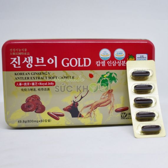 Viên hồng sâm linh chi nhung hươu Dongwon 830mg x 60 viên